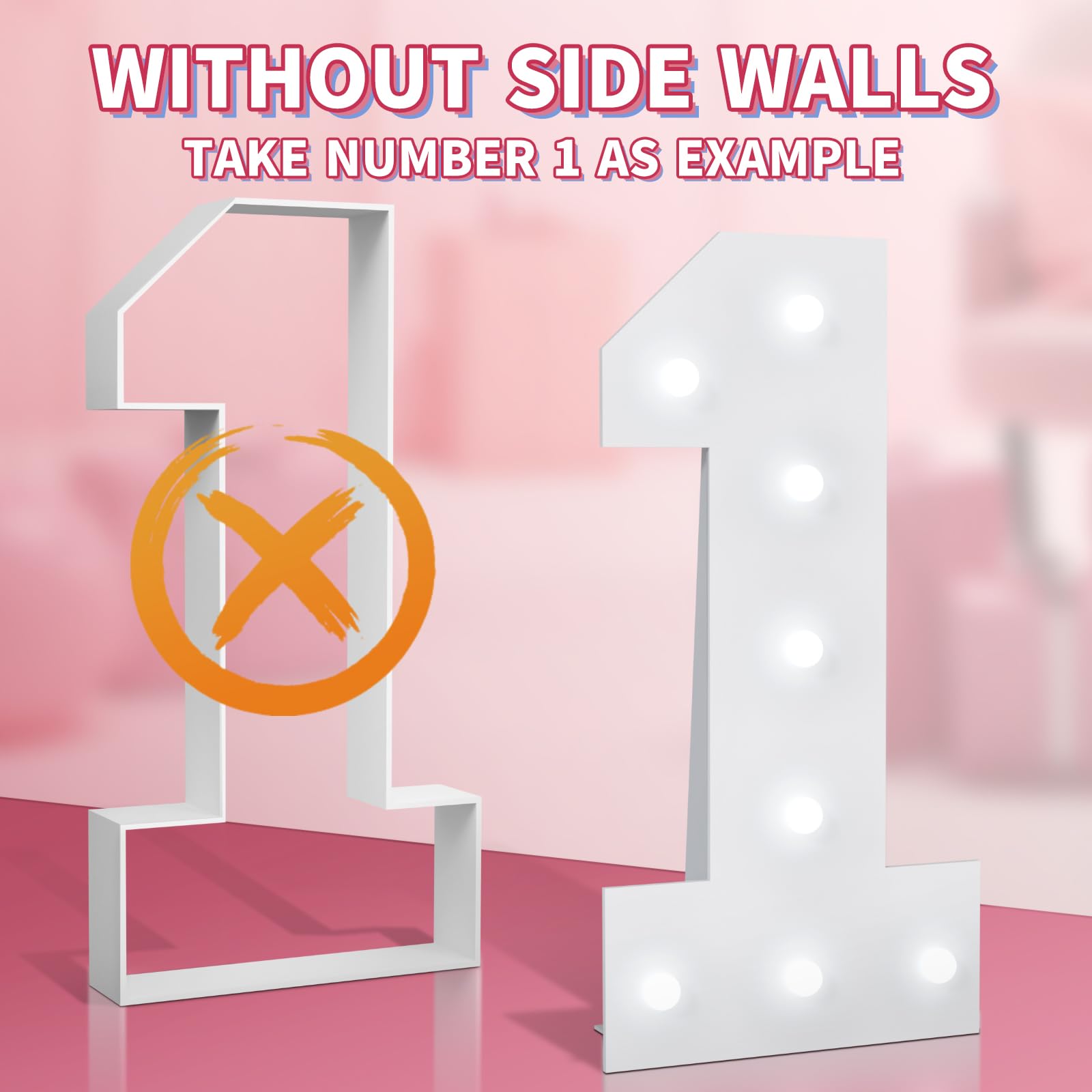 imprsv marquee numbers 5 wall mount option shown on wall