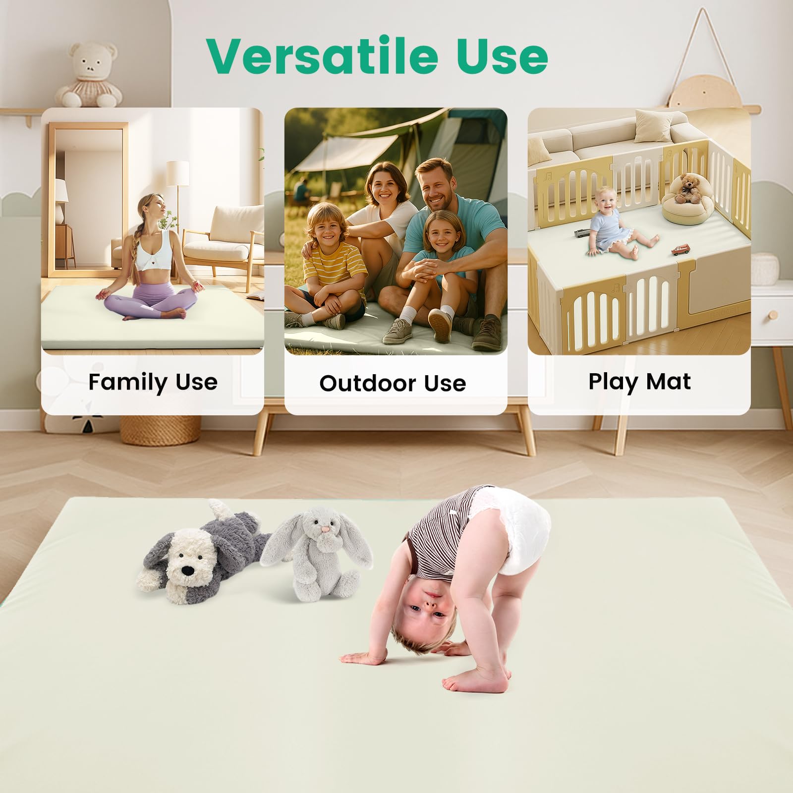 Inaya Baby Play Mat crawling tummy time use on clean floor surfaces