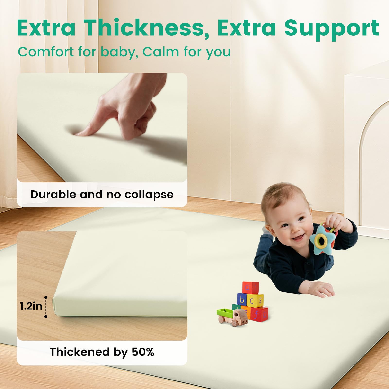 Inaya Baby Play Mat easy wipe-clean surface for spills and drool