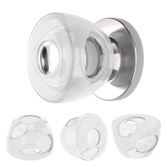 Inaya 4-pack door knob cover packshot, clear and safe for childproofing.