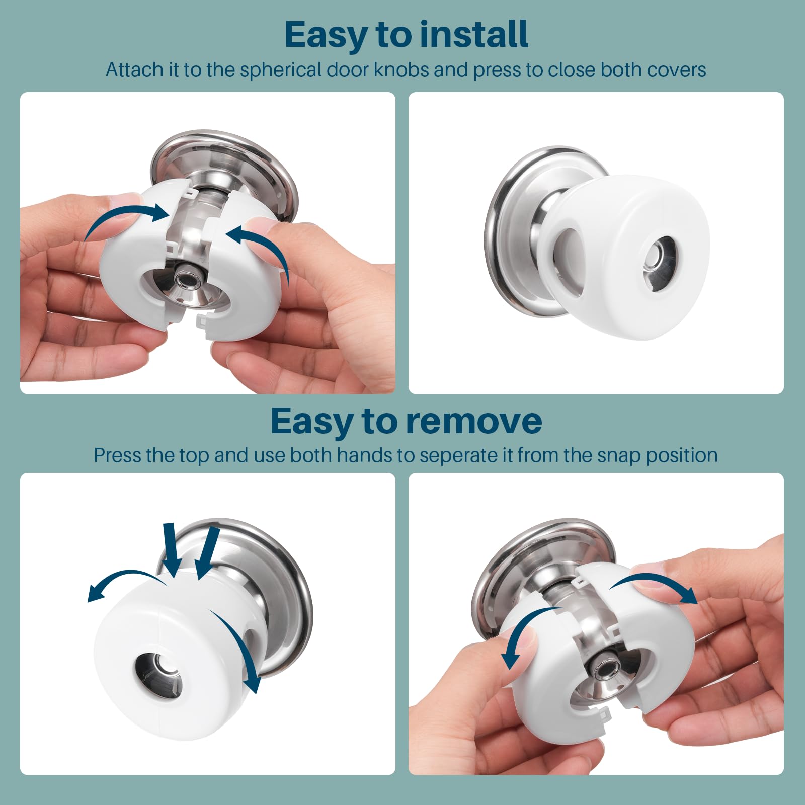 Inaya door knob cover on wood door blends well.