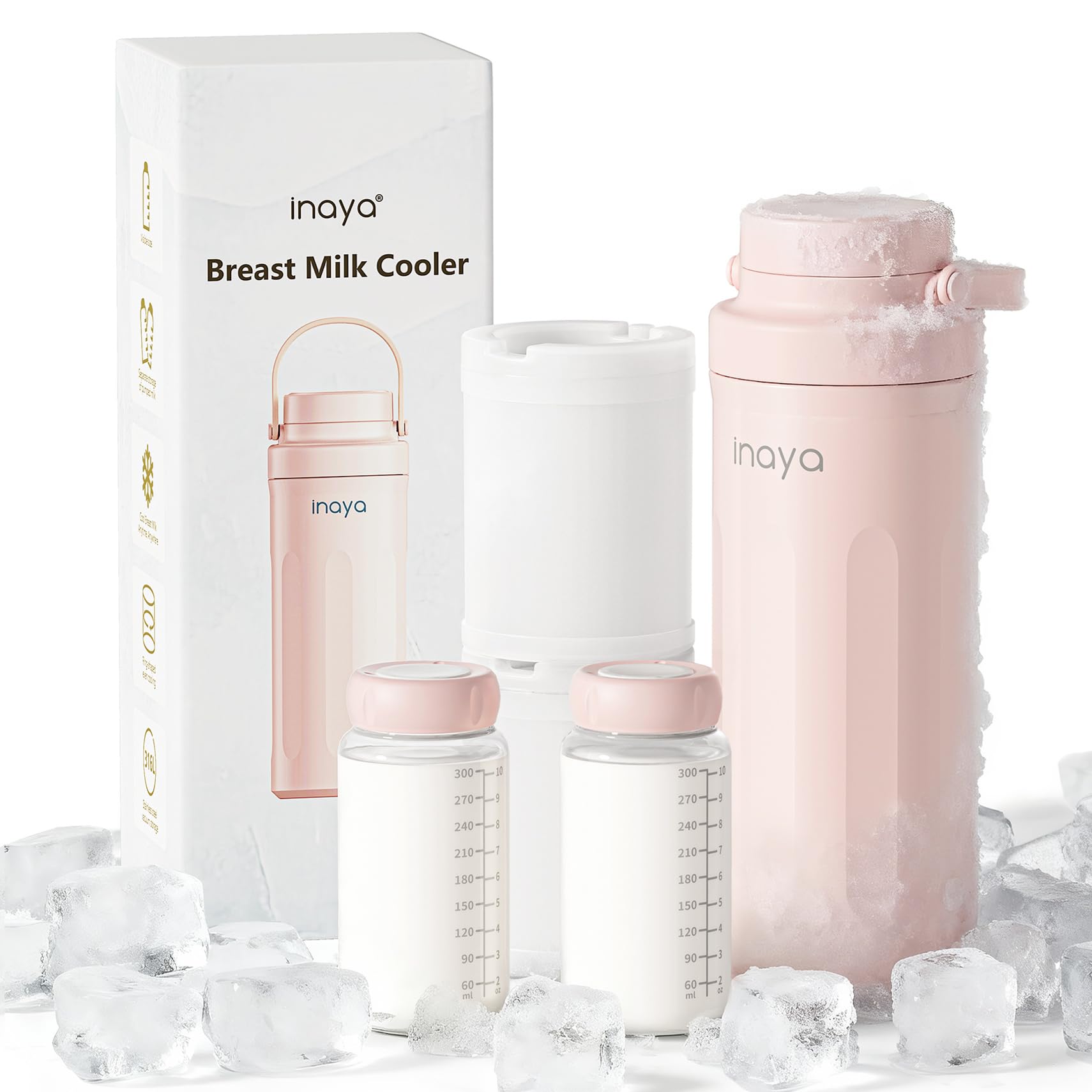 Inaya portable breast milk cooler front view with 22oz capacity for on-the-go feeding