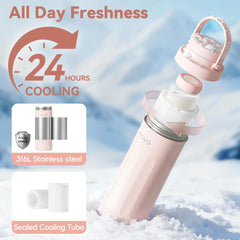 Inaya cooler showing two bottles and 22oz total capacity for organized storage
