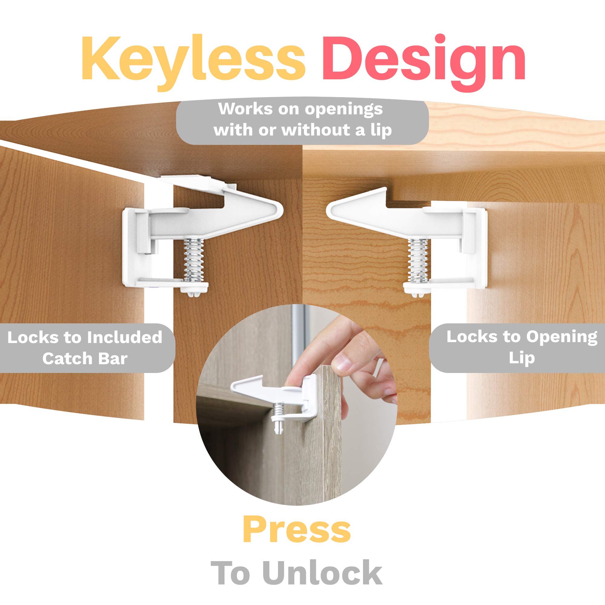 Inaya cabinet locks use 3M adhesive for secure, durable hold across materials.