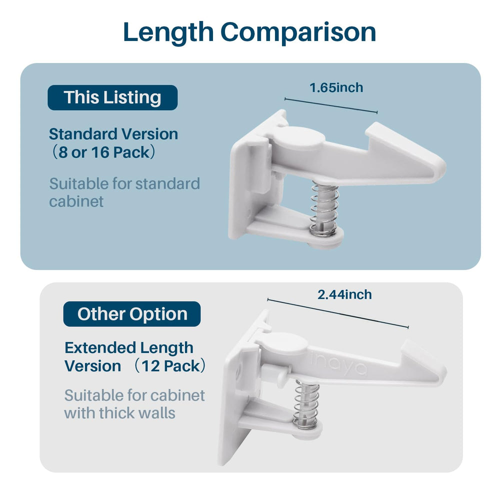 Inaya cabinet locks pictured on drawers demonstrate effective home baby-proofing.