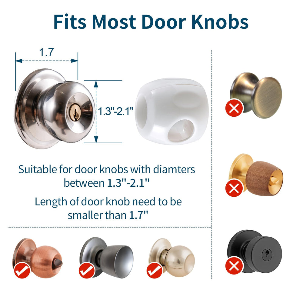 Inaya door knob safety cover front cap in action preventing self-locking inside rooms.
