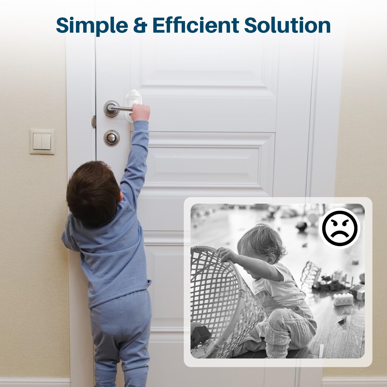 Inaya door lever lock installation with no tools offers a fast, mess-free setup.