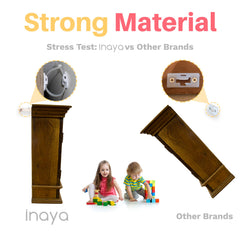 Inaya heavy-duty 100lb straps reinforcing a dresser against tipping.