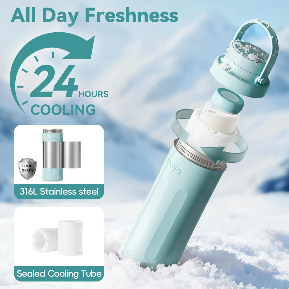 Inaya cooler-tube-insert shot showing frozen tube for 24-hour cooling.