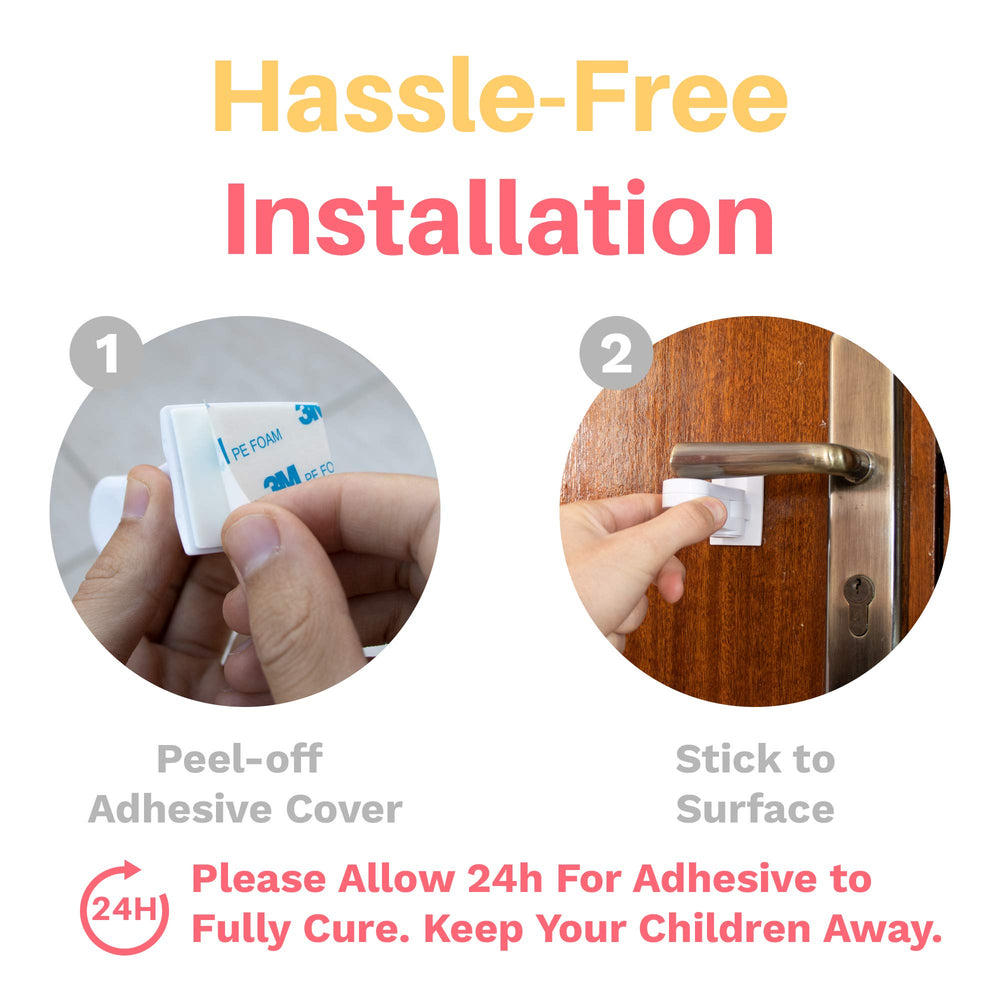 Inaya removable door lock being heat-peel removed from lever