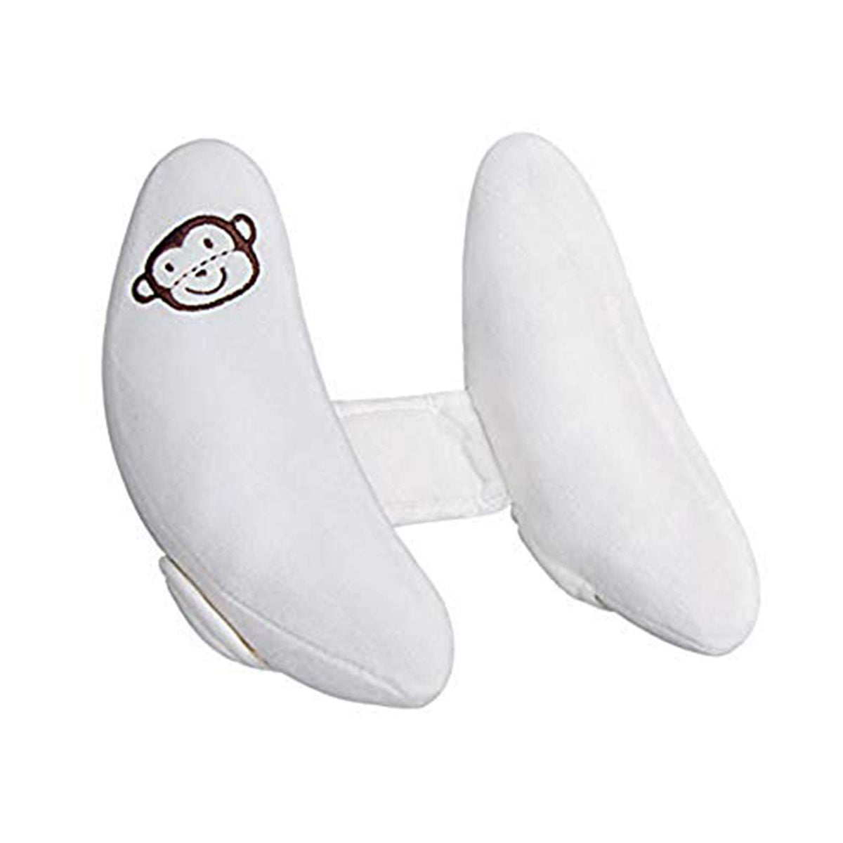 Inchant banana pillow head support for car seat keeps baby's head safe during rides.