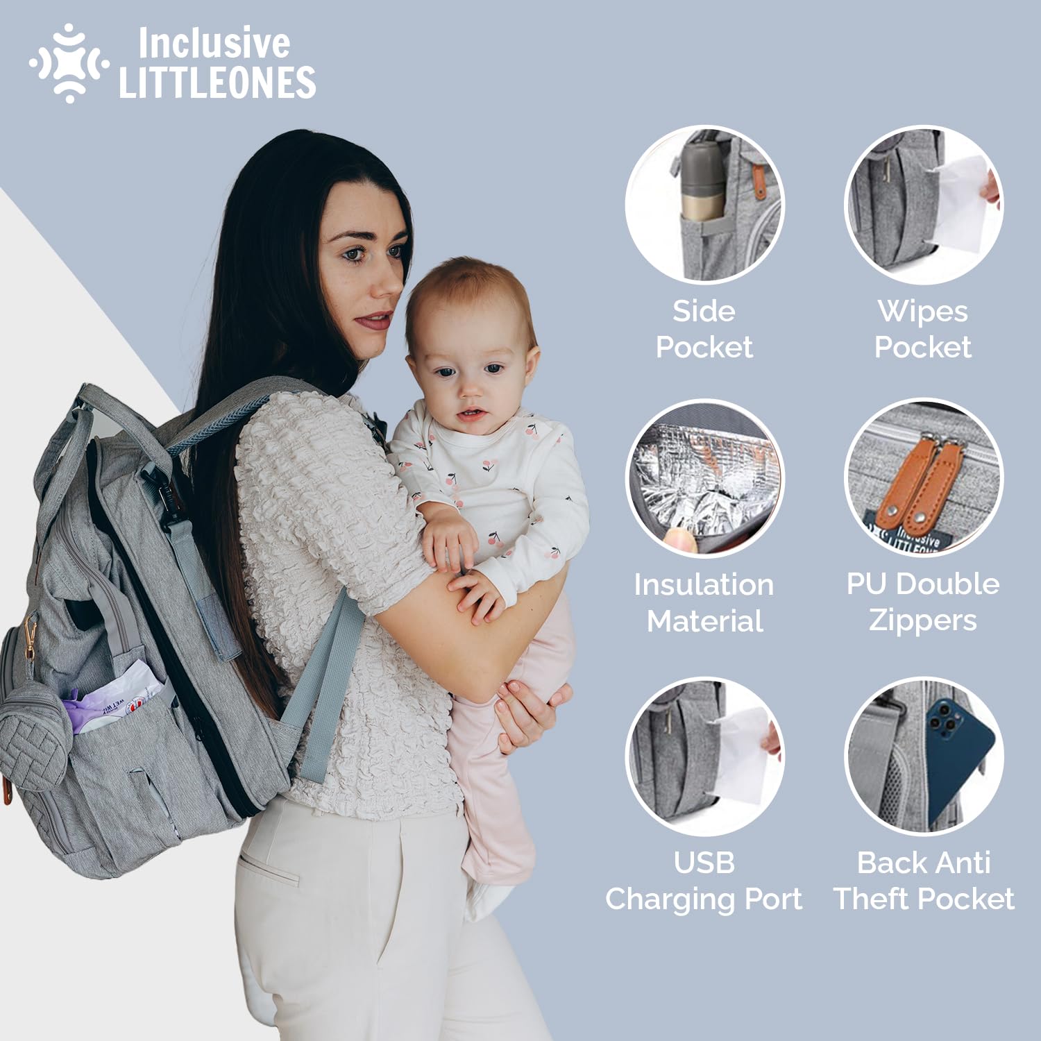Inclusive LittleOnes changing station pad for comfortable on-the-go diaper changes.