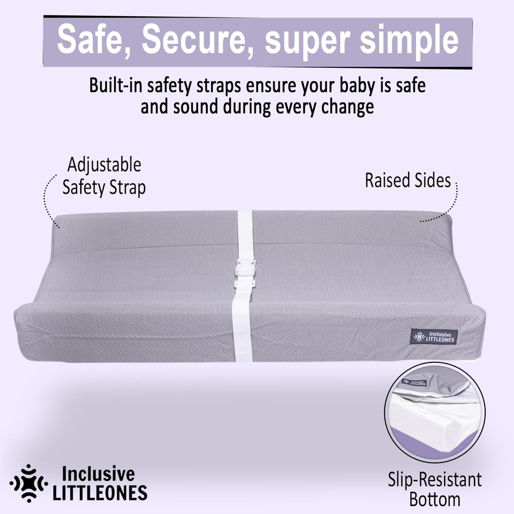Inclusive LittleOnes pad includes built-in safety straps for secure positioning.
