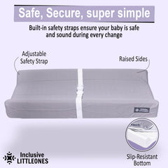 Inclusive LittleOnes pad includes built-in safety straps for secure positioning.