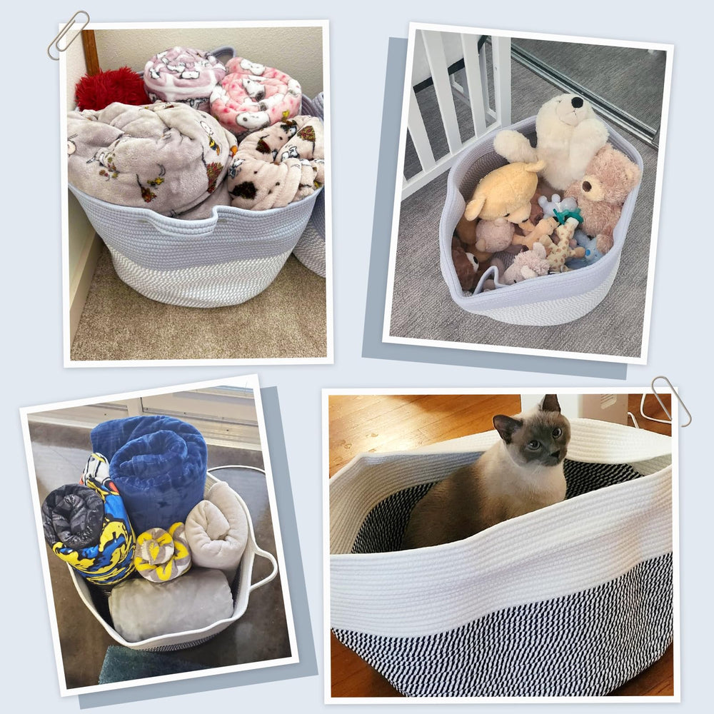 INDRESSME rope basket with two handles enables easy portability around home