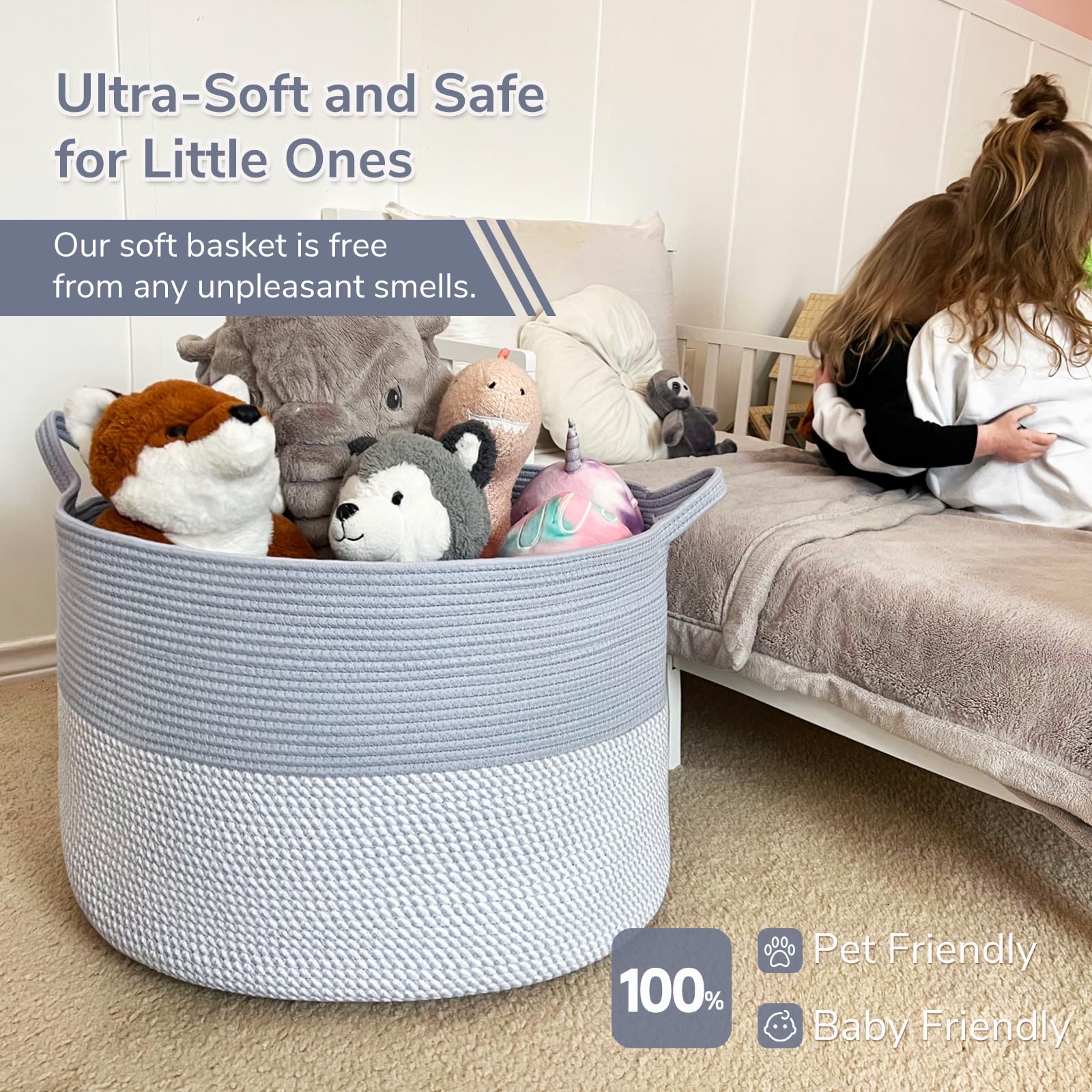 INDRESSME decorative nursery basket adds soft, stylish touch to kids' room
