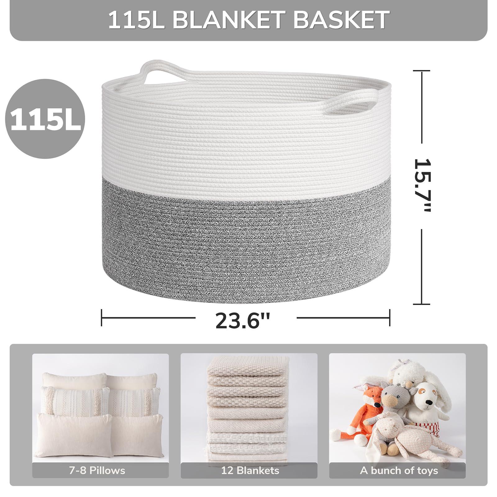 INDRESSME soft cotton rope weave shows gentle texture and durable storage