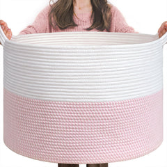 INDRESSME XXXLarge pink storage basket with handles for easy nursery organization.