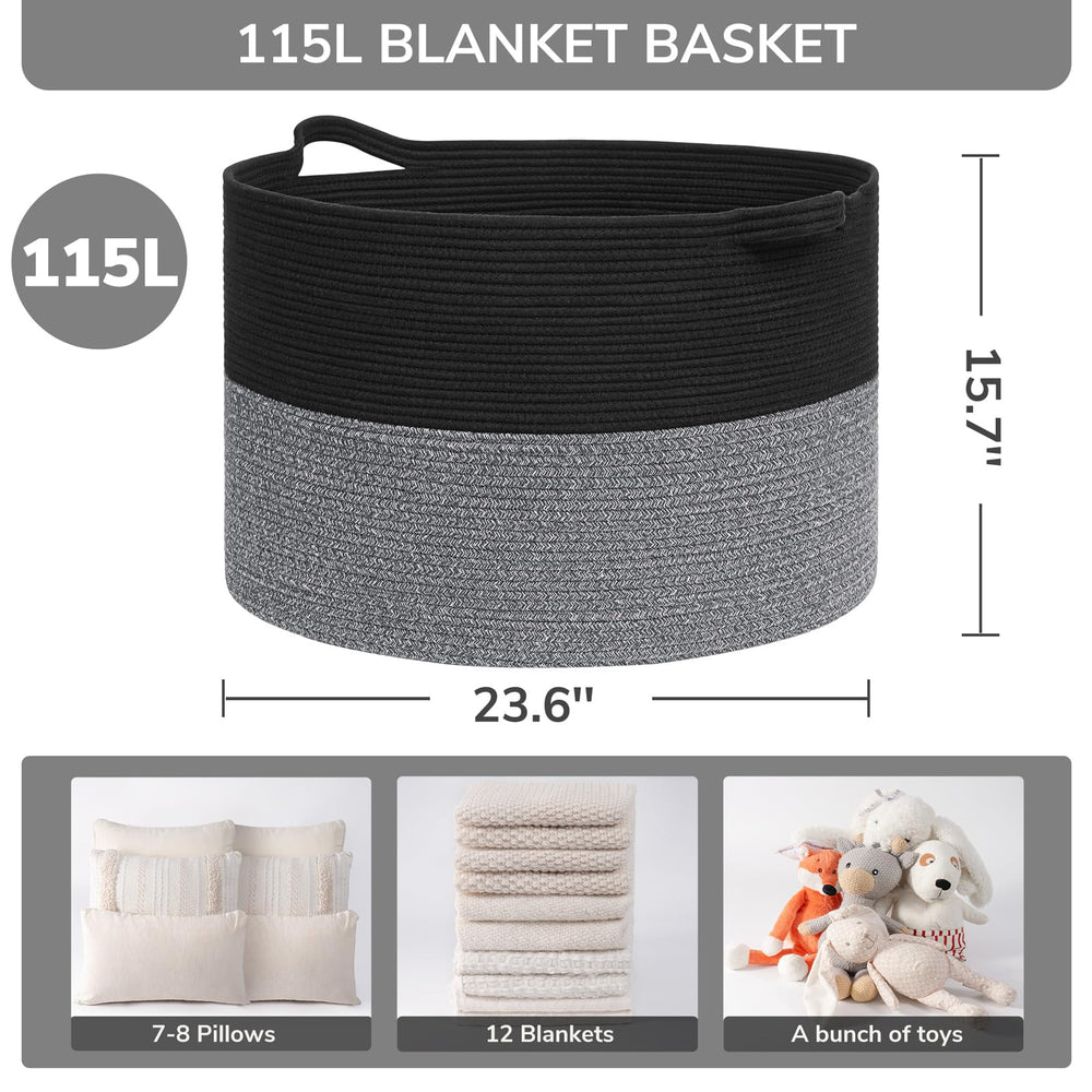 INDRESSME 115L basket-laundry-hamper keeps dirty laundry contained and easily accessible.
