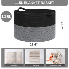 INDRESSME 115L basket-laundry-hamper keeps dirty laundry contained and easily accessible.
