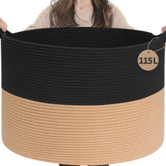 INDRESSME 115L basket in soft cotton rope for roomy nursery storage.