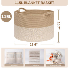 INDRESSME 115L basket features soft cotton rope construction for durable use