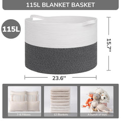 INDRESSME 115L basket with diameter 23-6in, neat solution for laundry storage.