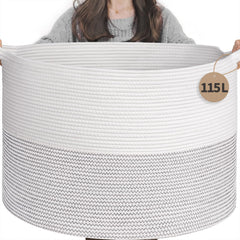 INDRESSME 115L blanket basket front view showing ample storage for blankets and toys.
