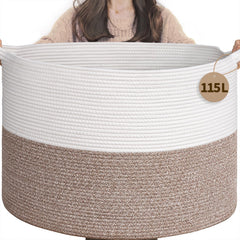 INDRESSME 115L blanket basket front view for clutter-free living room storage.
