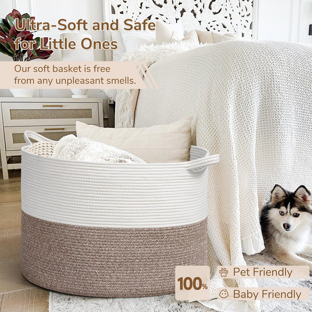 INDRESSME 115L blanket basket in living room blends with decor.