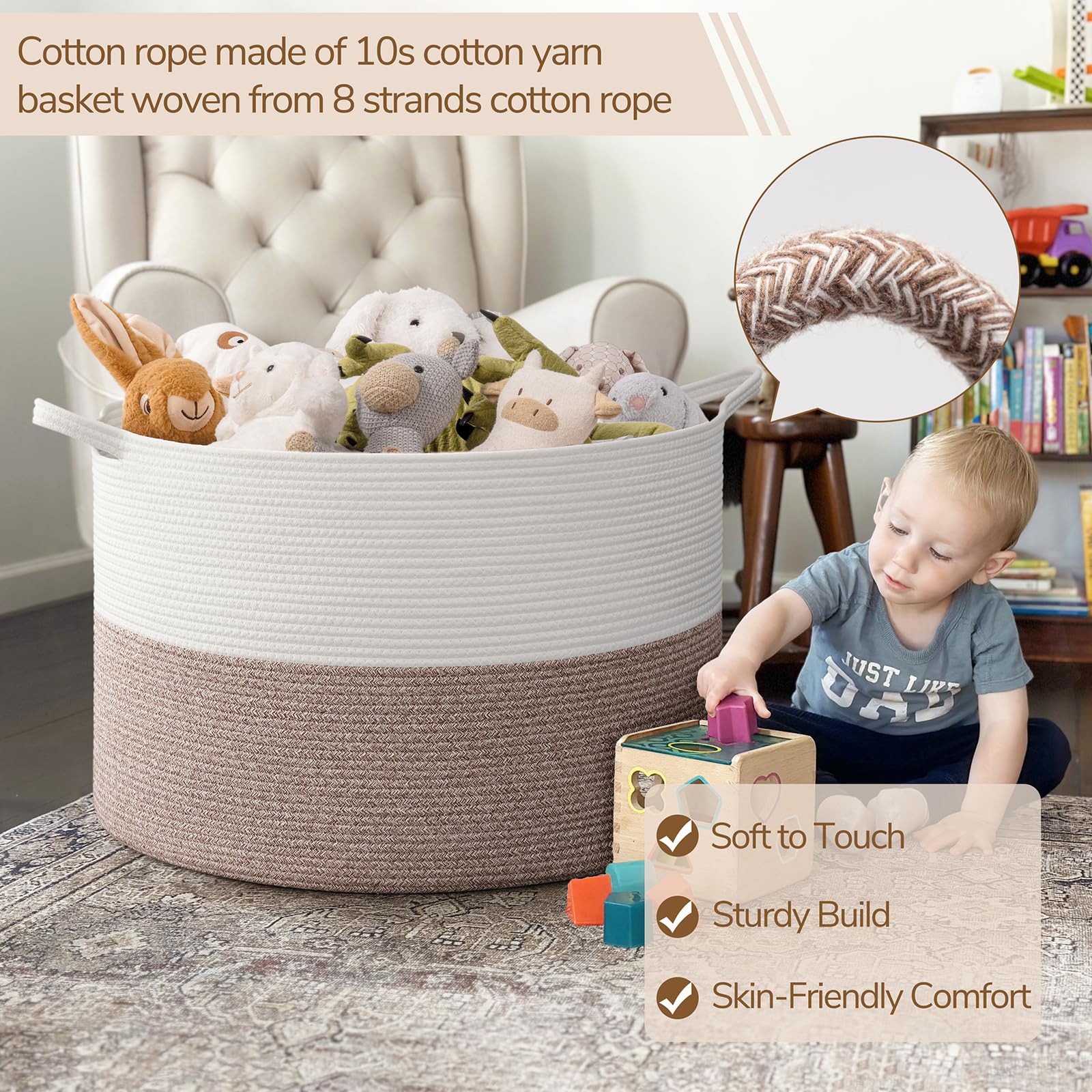 INDRESSME 115L blanket basket open-top view for easy access to contents.