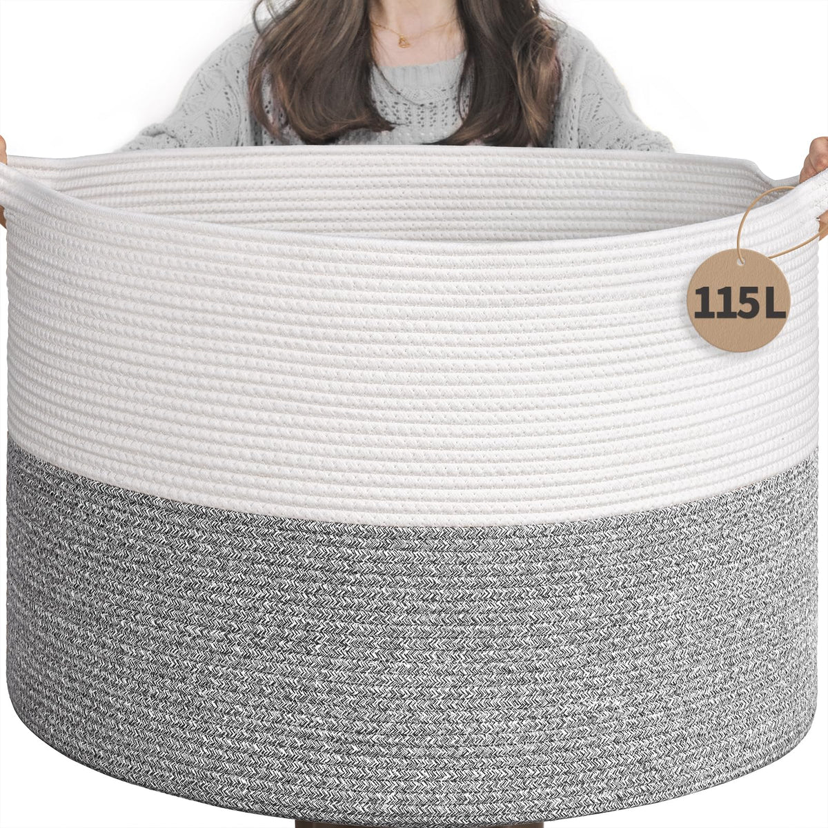 INDRESSME 115L extra-large blanket basket for laundry organization