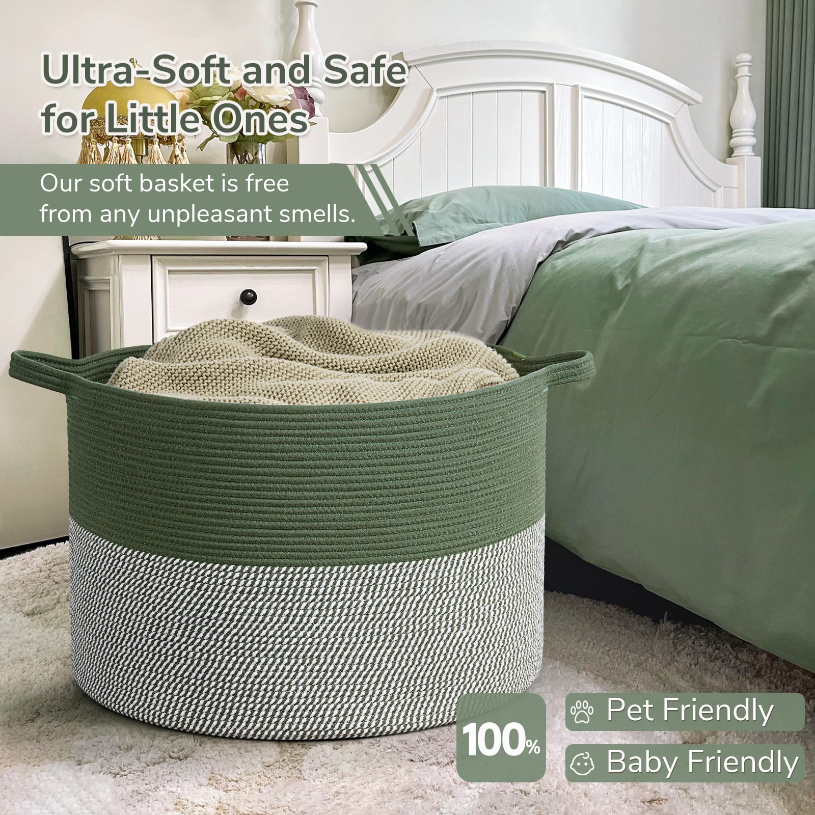 INDRESSME 115L basket in nursery demonstrating kid-friendly, odorless design