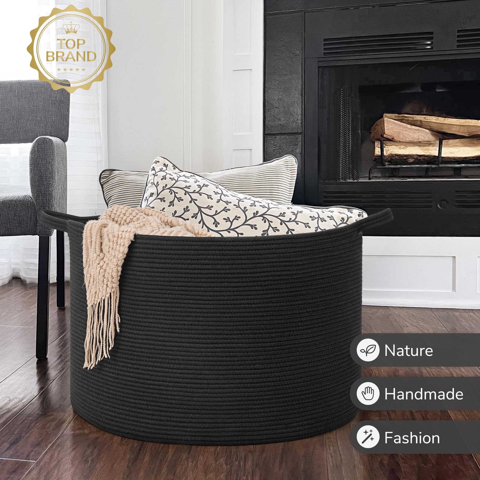 INDRESSME 115L laundry basket blends with modern decor for easy laundry organization.