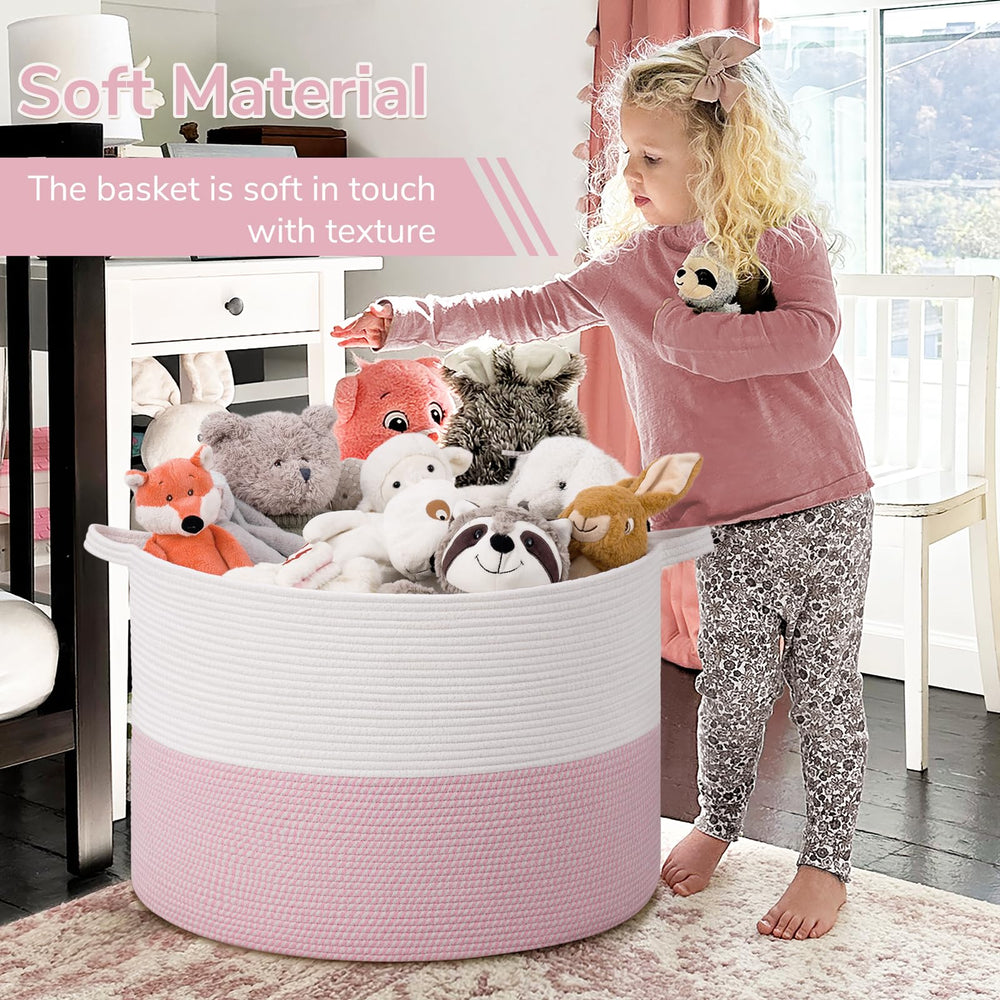 IndressMe 115L pink basket in a nursery corner, blending with decor.