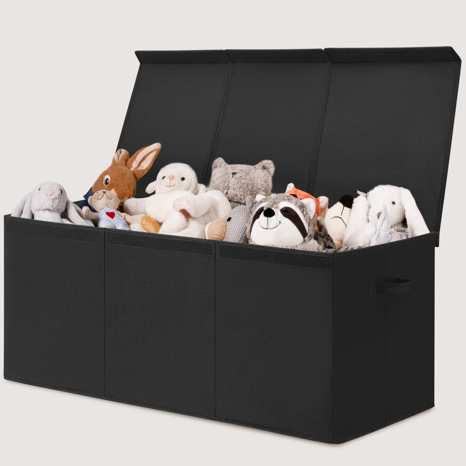 INDRESSME 185L toy box with lid keeps toys organized and dust-free.
