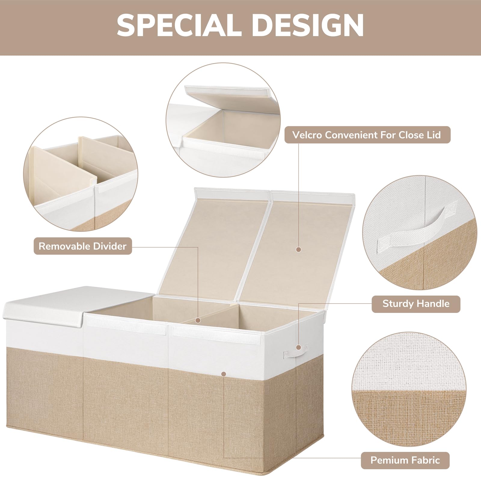 INDRESSME 185L toy box in living room blending beige and white decor