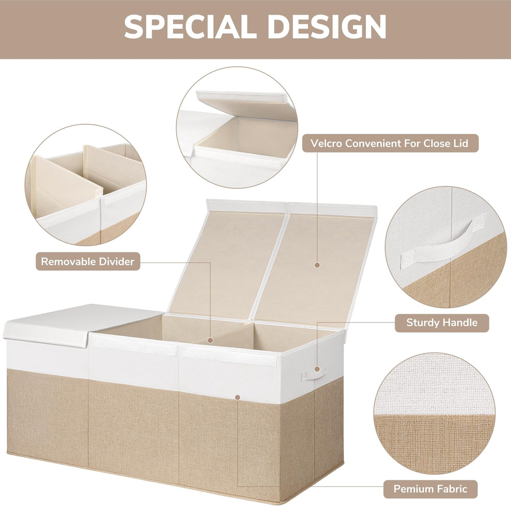 INDRESSME 185L toy box in living room blending beige and white decor