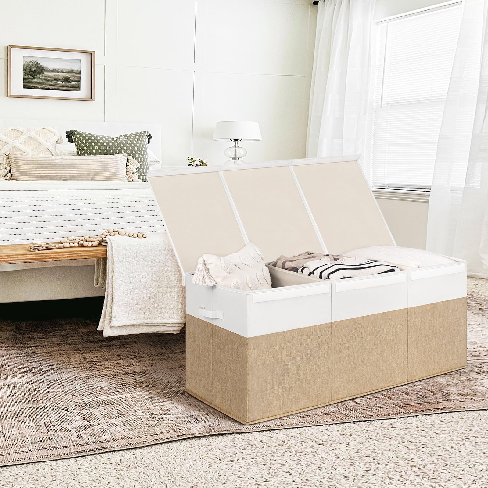 INDRESSME 185L toy box removable dividers for flexible storage