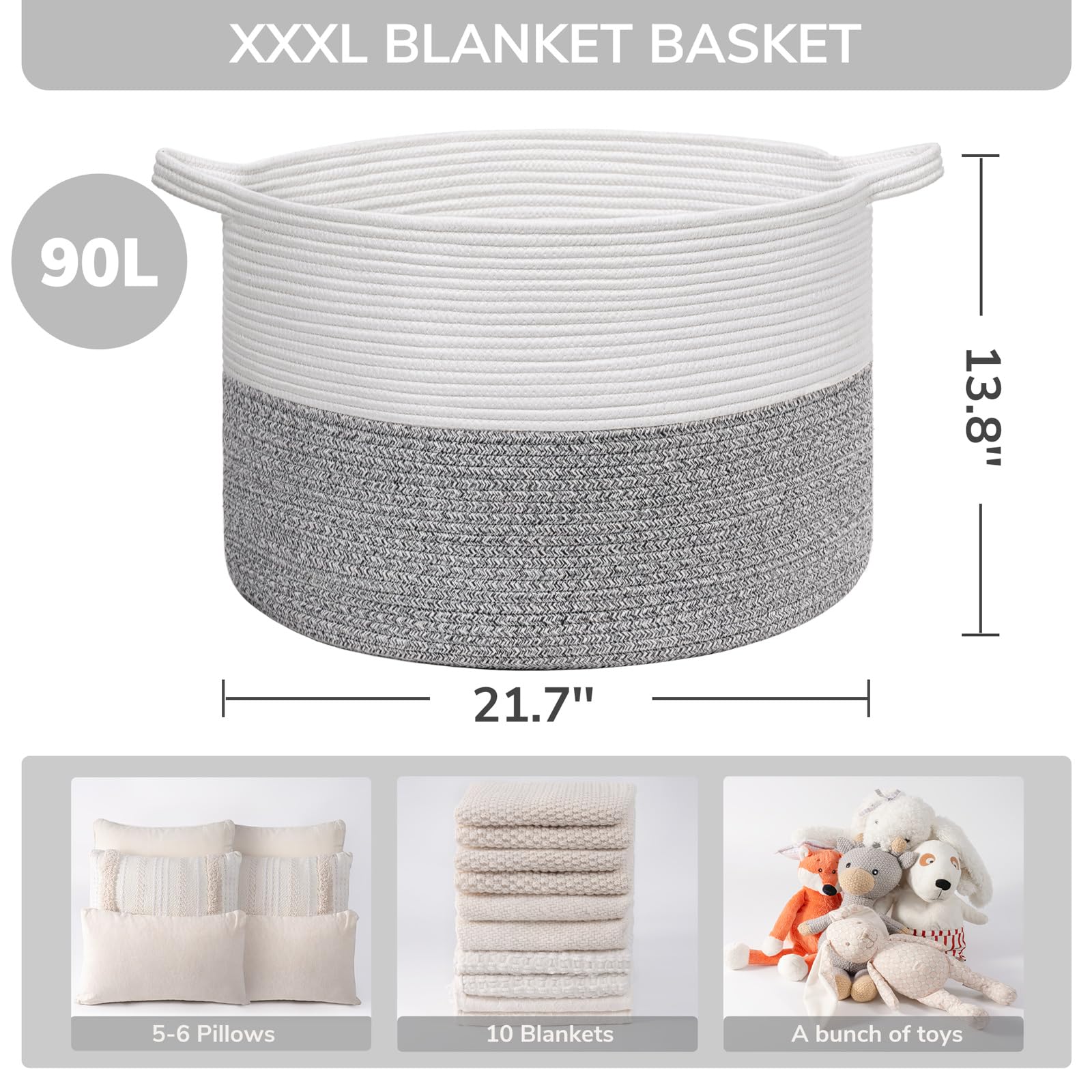 INDRESSME basket with strong handles for easy carrying around the home