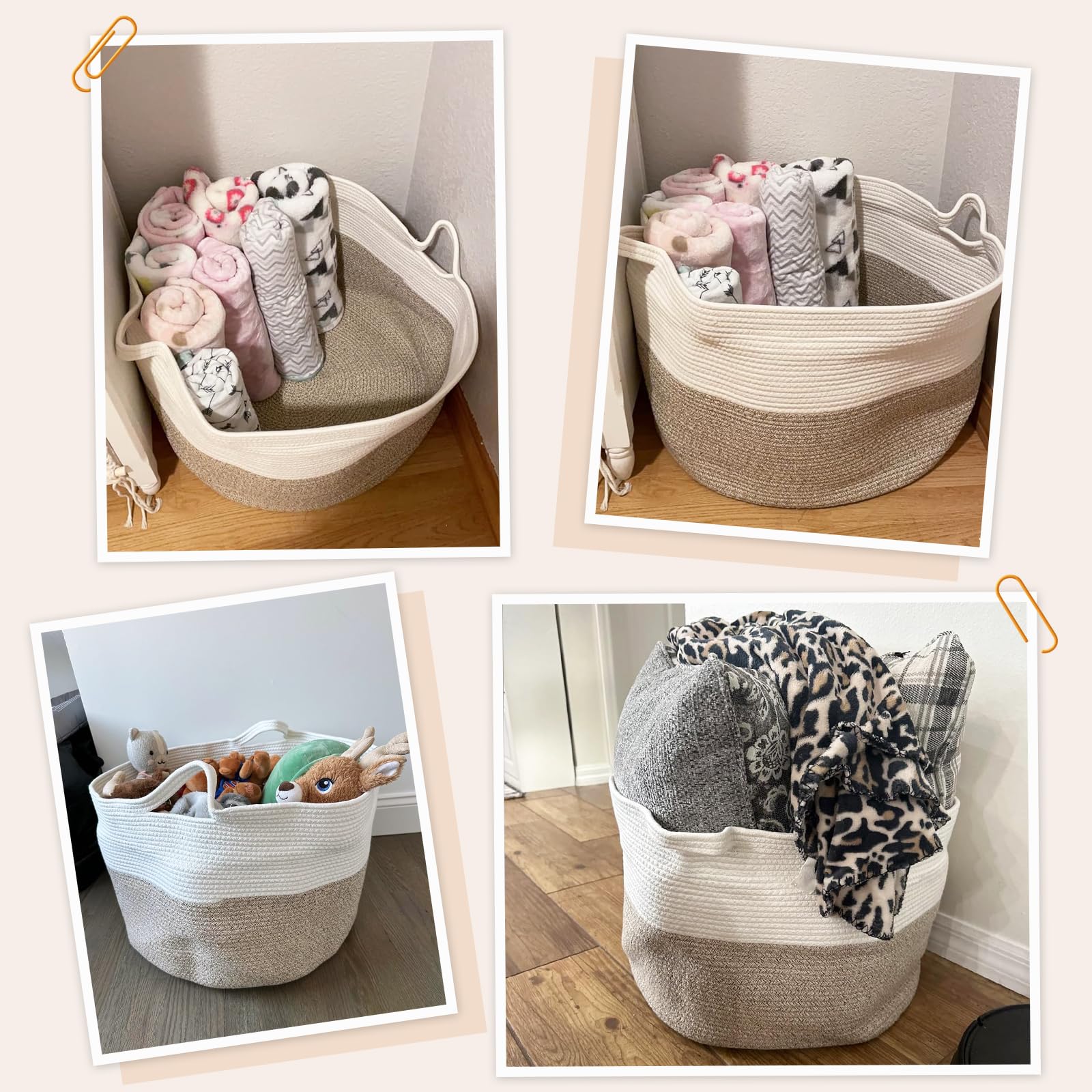 INDRESSME basket in living room decor blends with modern, boho, and farmhouse styles.