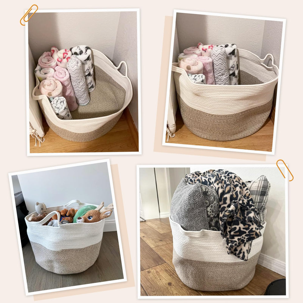 INDRESSME basket in living room decor blends with modern, boho, and farmhouse styles.