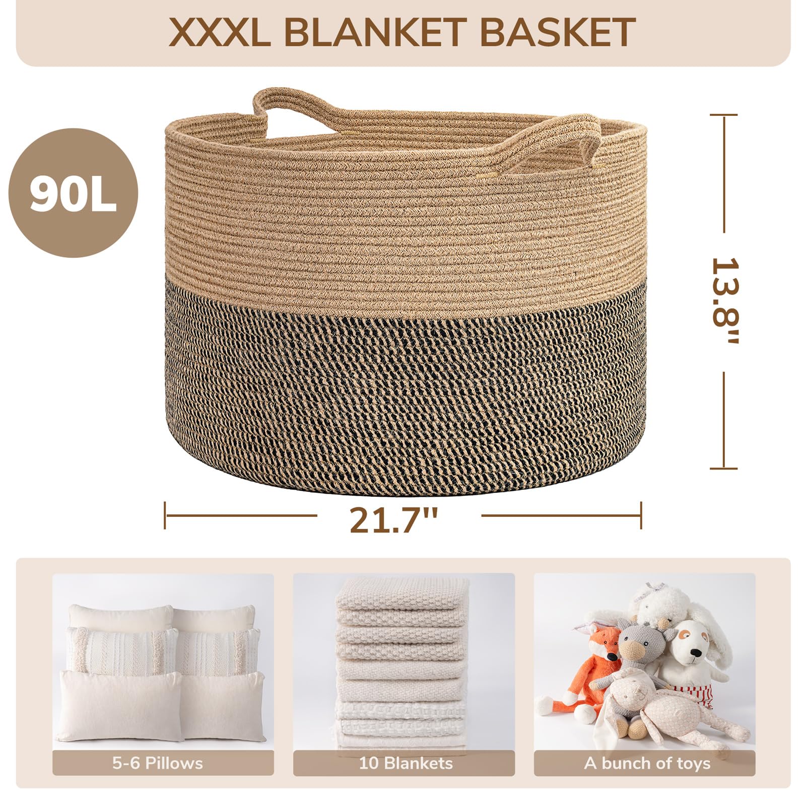 INDRESSME basket with two handles for easy transport between rooms.