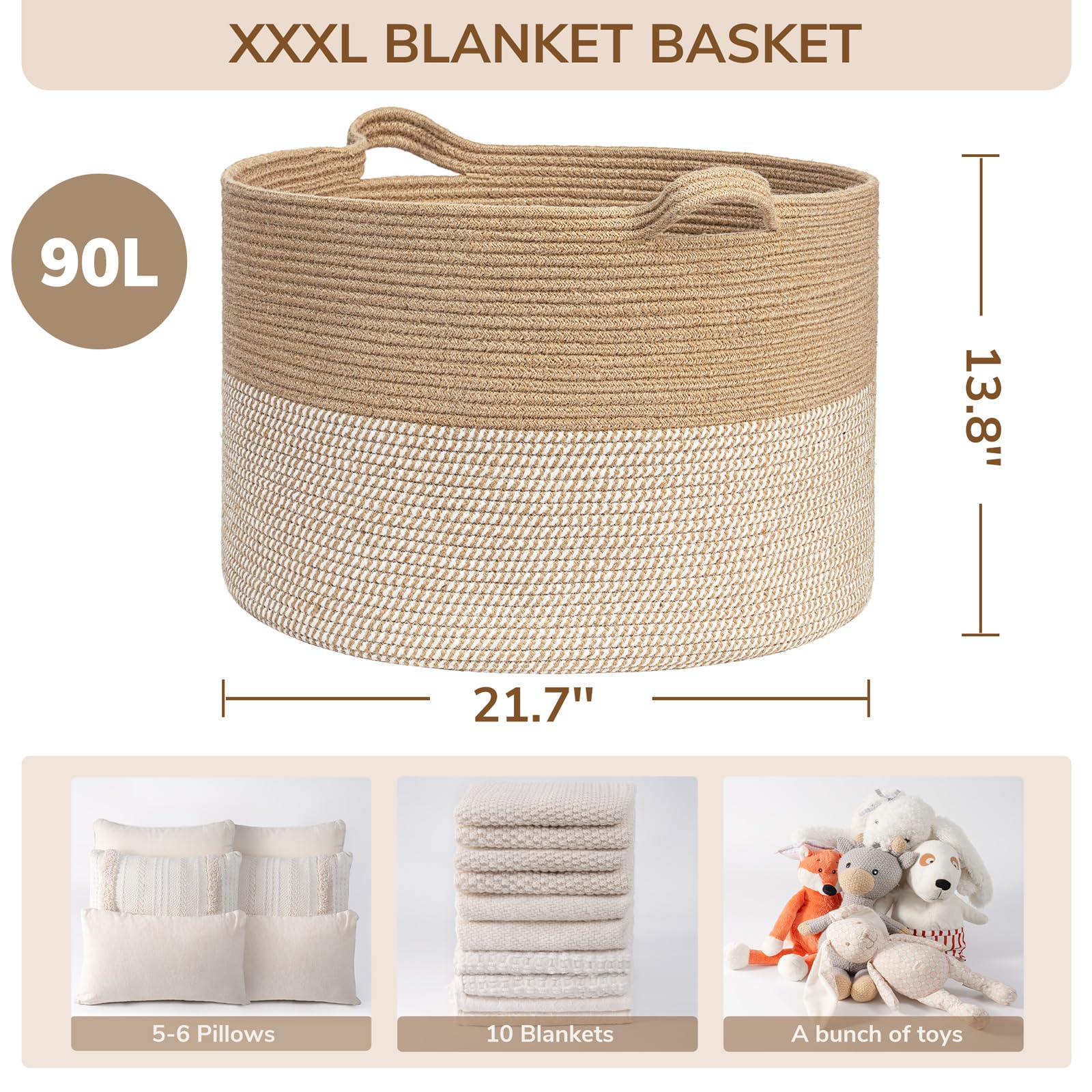 INDRESSME big laundry basket ideal for pillows and clothes