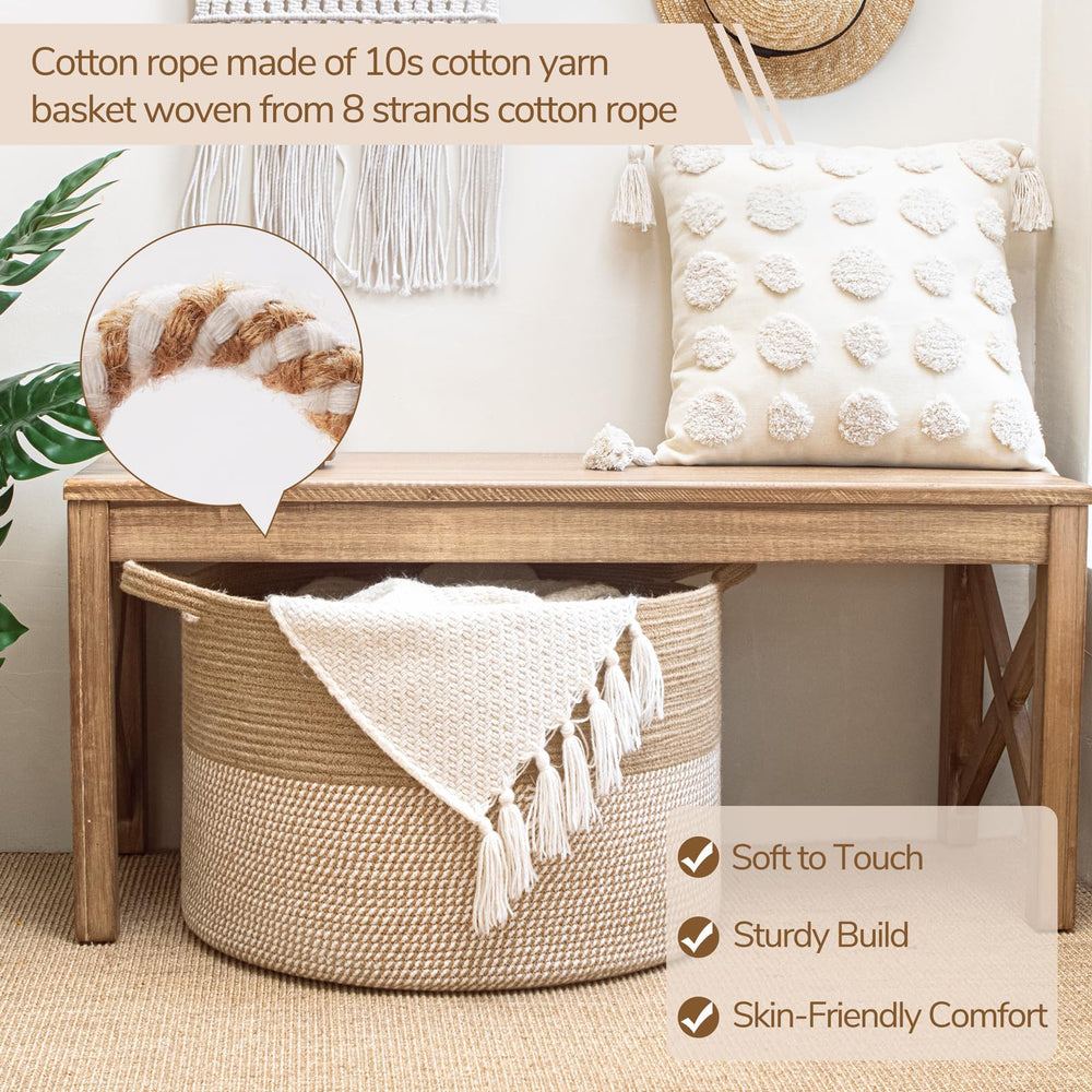INDRESSME blanket basket sits neatly in entryway for quick access