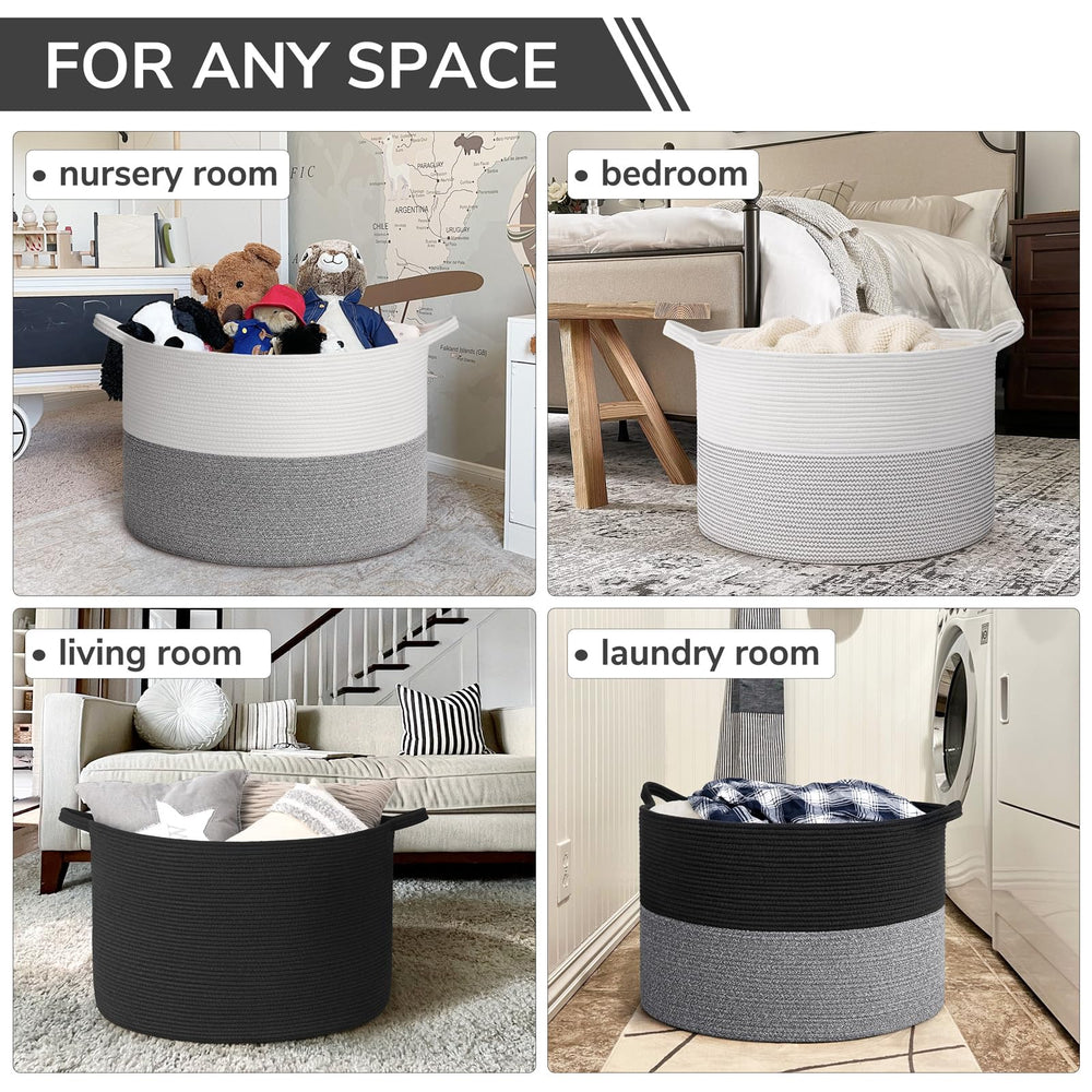 INDRESSME blanket basket filled with blankets showcases generous capacity.
