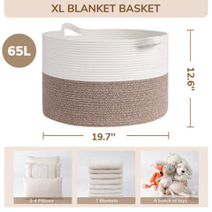 INDRESSME Blanket Basket reinforced handles for easy transport and versatile use.