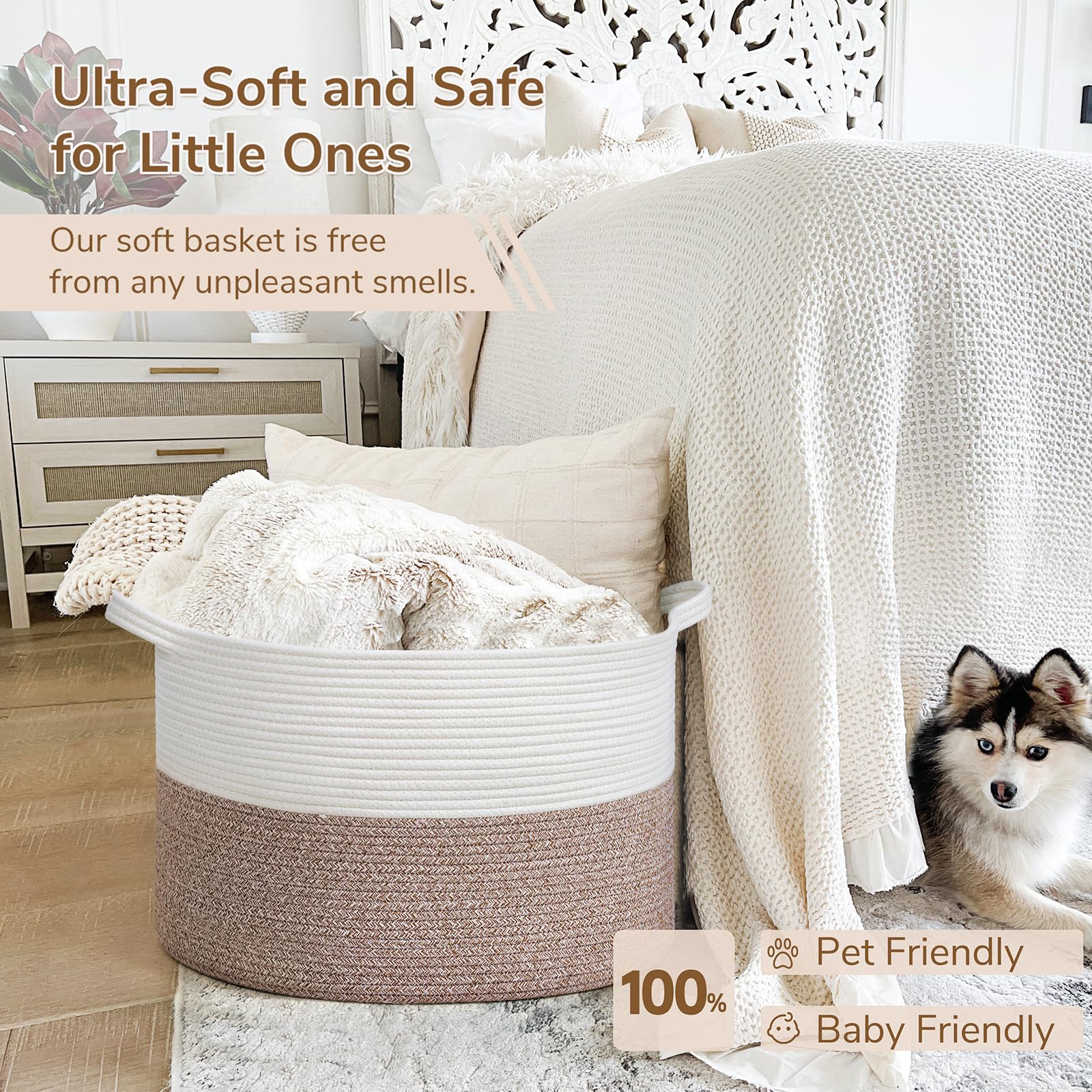 INDRESSME Versatile storage basket for blankets, towels, or gifts.