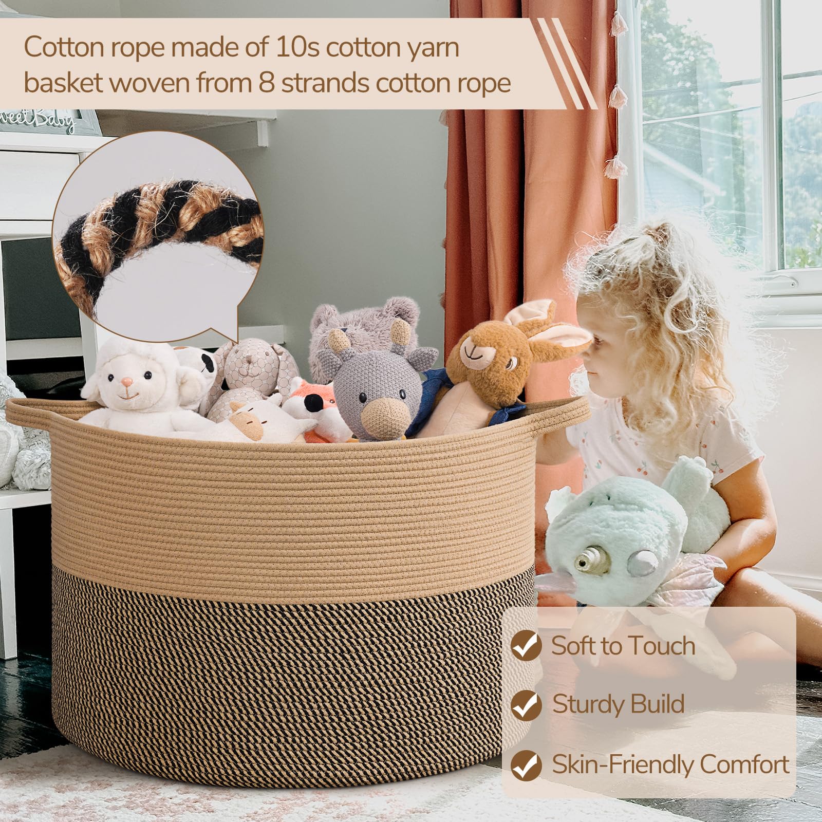 Decorative INDRESSME basket in a living room blending modern and rustic styles.