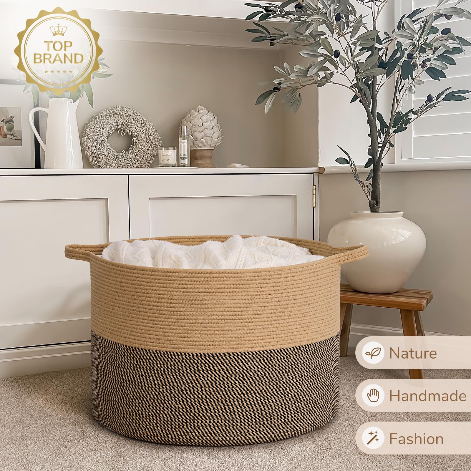 INDRESSME basket with durable craftsmanship, reinforced to resist sagging.